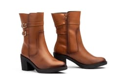 Women's Leather Boots with Buckles and Heel JAM ref. 90686