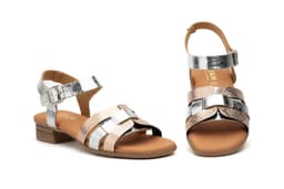 Women's Silver Leather Sandals with Buckle Gel JAM ref. ZAN-2713