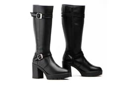 Women's Black Leather Boots with Buckles High Heel JAM ref. 90680