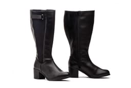 Women's Black Leather Boots with Elastic and Wide Calf JAM ref. 90749