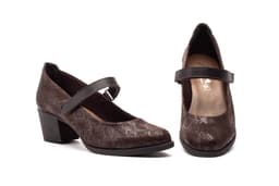 Zapatos Mujer Piel Serraje Marrón Grabada Cierre Velcro Tacón Gavi's ref. 9132