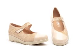 Women's Beige Leather Velcro Shoes JAM ref. 95776
