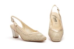 Women's Mesh Heeled Sandals Champagne High Heel JAM ref. 5611
