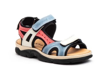 Women's Sandals Leather Keloil Blue White Velcro Morxiva ref. 7040