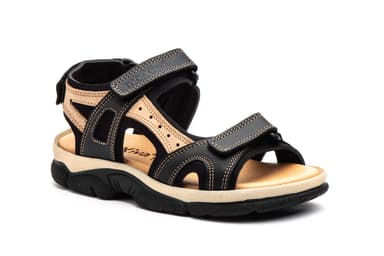 Women's Sandals Black Taupe Leather Velcro Morxiva ref. 7040