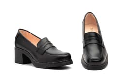 Women's Black Leather Heeled Shoes with Ankle Strap Otras marcas ref. 1850