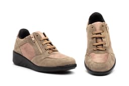 Deportivos Mujer Piel Taupe Negro Cuña BioUp ref. TS-A02
