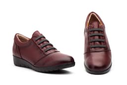 Women's Burgundy Leather Elastic Sneakers JAM ref. FX-9431