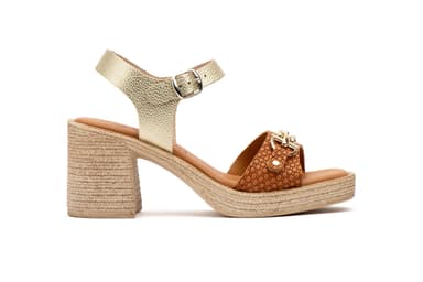 Women's Leather Sandals Platinum Heel Buckle JAM ref. SPK-2579