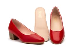 Zapatos Mujer Piel Rojo Tacón Par y Medio ref. 1631