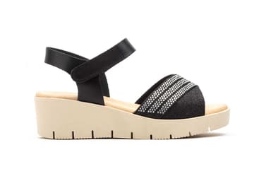 Women's Leather Sandals Black Silver JAM ref. 3150