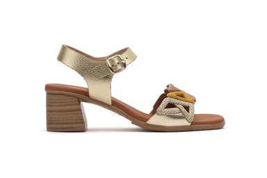 Women's Leather Sandals Platinum Fantasy Heel Buckle JAM ref. SPK-2671