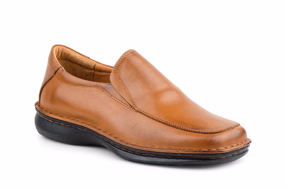 Zapatos Hombre Piel Coñac Elásticos Suela Cosida Cactus ref. 60101