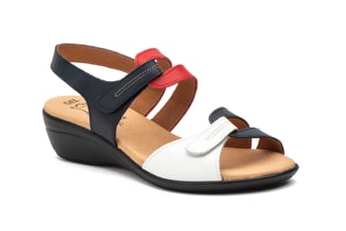 Women's Leather Wedge Sandals White Red Navy Alto Estilo ref. 454