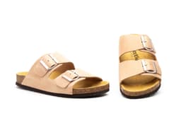 Sandalia Bio Mujer Piel Taupe Doble Hebilla Morxiva ref. MX-8200