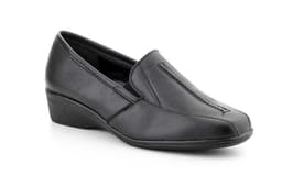 Zapatos Mujer Piel Negro Cuña Elásticos Mocasín Alto Estilo ref. 609