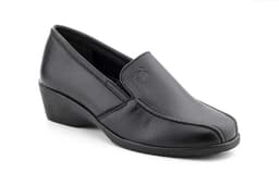 Zapatos Mujer Piel Negro Cuña Elástico Mocasín Alto Estilo ref. 608