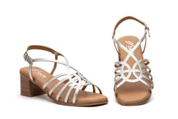 Women's Sandals Silver Straps Wood Heel Gel Insole Buckle Closure JAM ref. SS-2642