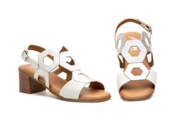 Women's Sandals Silver Leather Wooden Heel Gel Insole Buckle Closure JAM ref. SS-2643