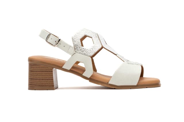Women's Sandals Silver Leather Wooden Heel Gel Insole Buckle Closure JAM ref. SS-2643