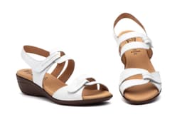 Women's White Leather Wedge Sandals Alto Estilo ref. 454