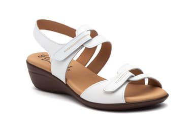 Women's White Leather Wedge Sandals Alto Estilo ref. 454