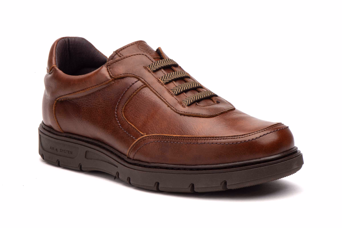 Zapatos Hombre Piel Coñac Elásticos Plantilla Extraible Riverty ref. RV-620