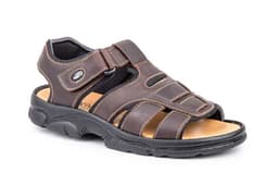 TALLA ESPECIAL Sandalia Bio Hombre Piel Marrón Velcro Morxiva ref. 7013 XXL