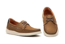 Men's Casual Nautical Shoe Nobuck Leather Taupe Lace-up Nautic Blue ref. R83-2607