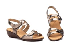 Women's Bronze Leather Wedge Sandals Alto Estilo ref. 454