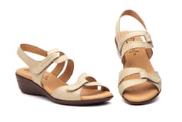 Women's Beige Leather Wedge Sandals Alto Estilo ref. 454
