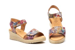 Women's Leather Printed Multi-Adhesive Strap Sandals Alto Estilo ref. AE-1651