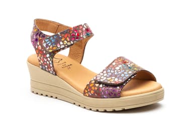 Women's Leather Printed Multi-Adhesive Strap Sandals Alto Estilo ref. AE-1651