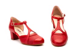 Red Leather Women's Shoes JAM ref. GV-7417