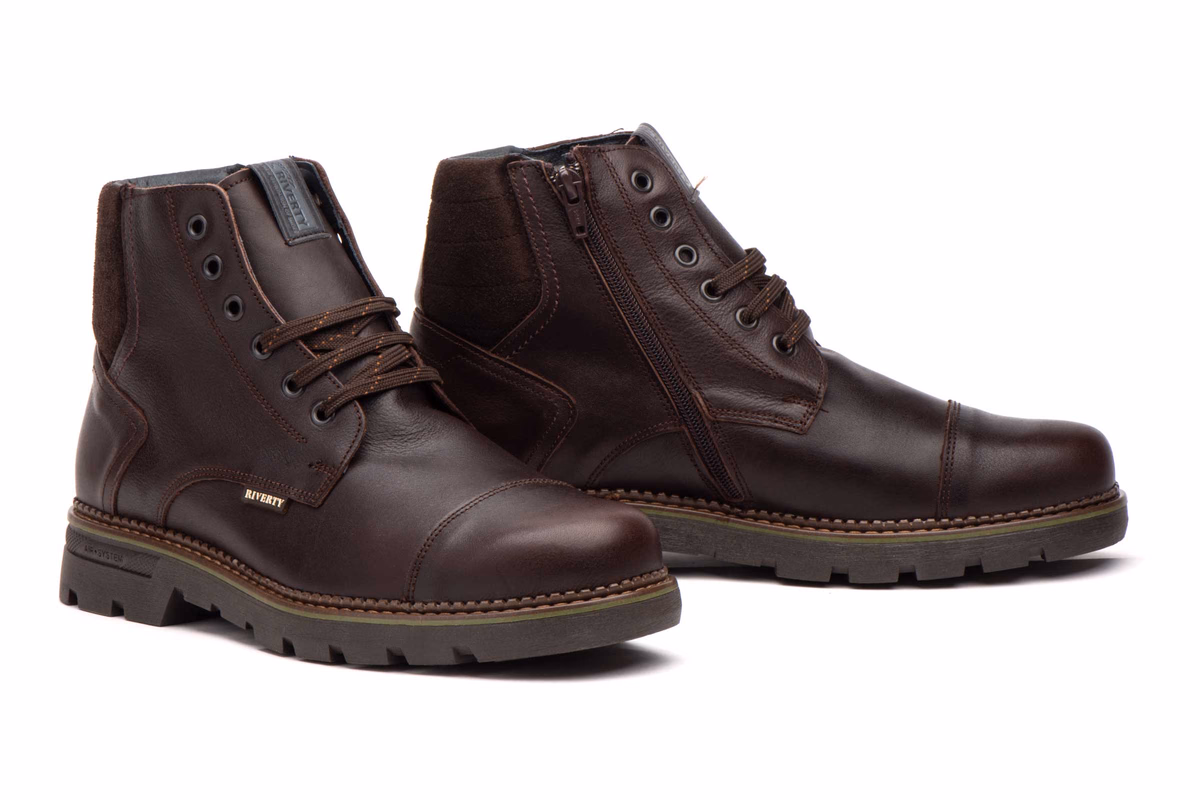 Botas Hombre Piel Marrón Cordones Plantilla Extraíble Creamallera Riverty ref. RV-70841
