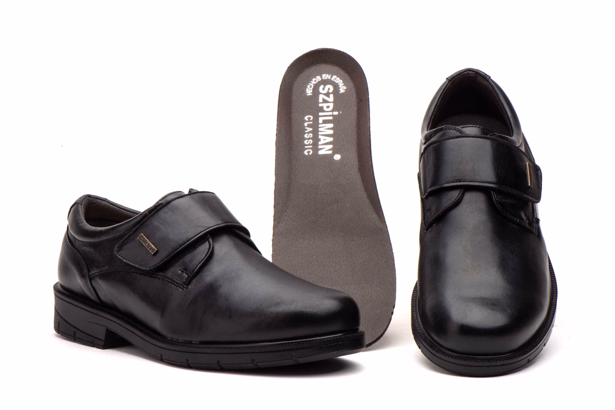 Zapatos Hombre Piel Negro Cierre Autoadherente Plantilla Extraible SZPILMAN ref. SZ-2019
