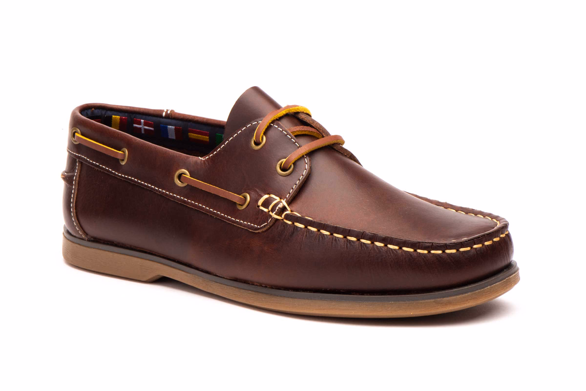 Náuticos Hombre Piel Pull Cuero Cordones Piso Fino Ibérico ref. IB-1056