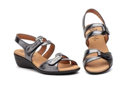 Women's Leather Wedge Sandals Gray Alto Estilo ref. 454