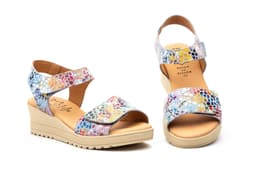 Women's Gray Leather Printed Multi Adhesive Straps Sandals Alto Estilo ref. AE-1651