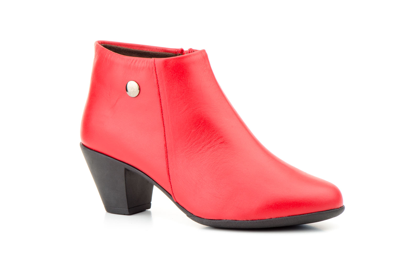 Botines Mujer Piel Rojo Tacón Cremallera  -  Ref. 417 Rojo