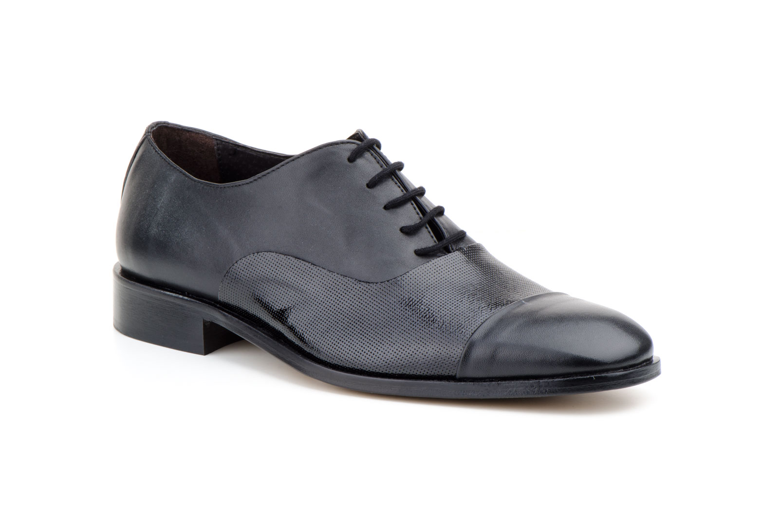 Zapatos Hombre Piel Negro Cordones Suela Cuero  -  Ref. 4004 Negro