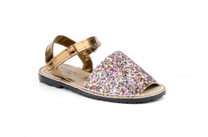 Avarcas Menorquinas Niña Glitter Multi Acolchadas  -  Ref. 6701 Glitter Multi