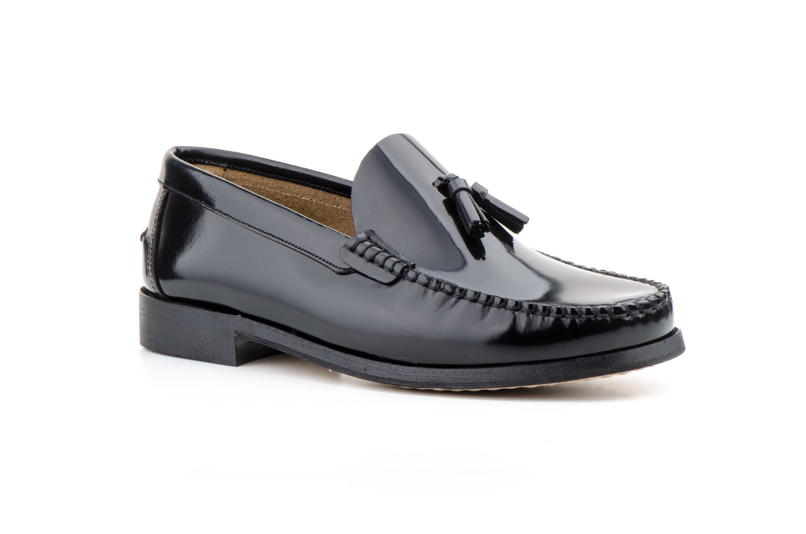Zapatos Hombre Piel Negro Suela de Cuero Castellanos  -  Ref. 1004 Negro