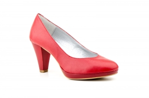 Zapatos Mujer Piel Rojo Tacón Plataforma Salón  -  Ref. 2002 Rojo