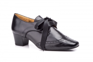Zapatos Mujer Piel Negro Lazo  -  Ref. 5020 Negro