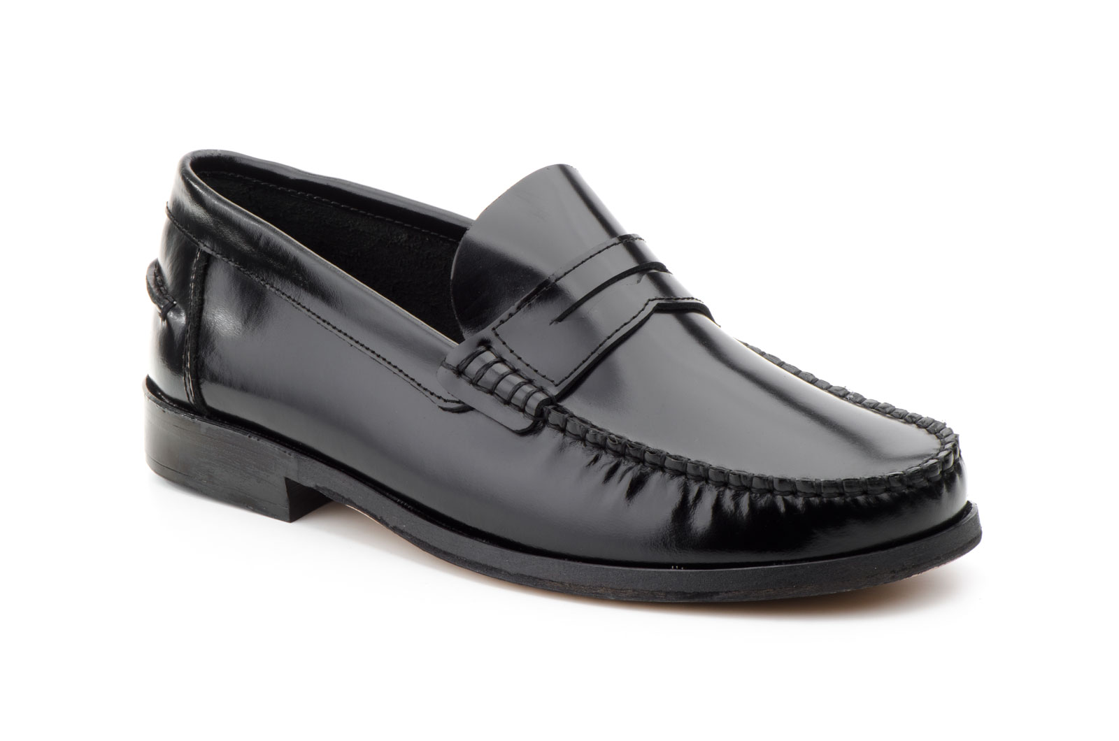 Zapatos Hombre Piel Negro Suela de Cuero Castellanos  -  Ref. 1003 Negro