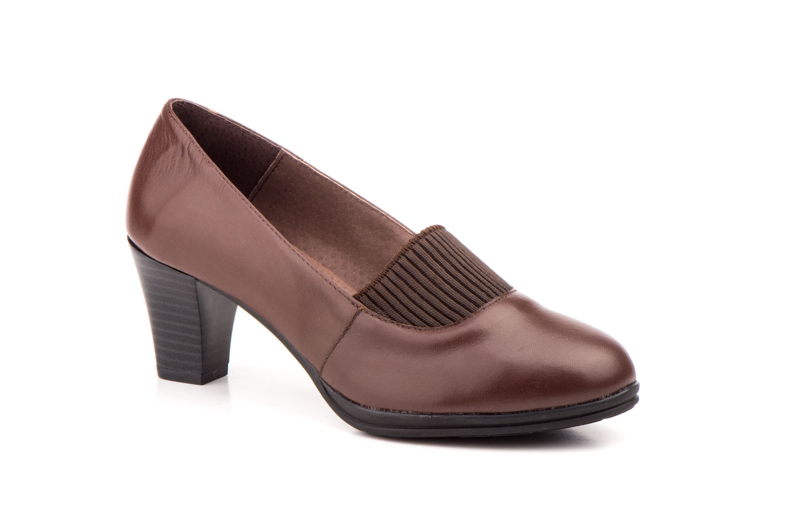 Zapatos Mujer Piel Marrón Elastico  -  Ref. 4008 Marrón