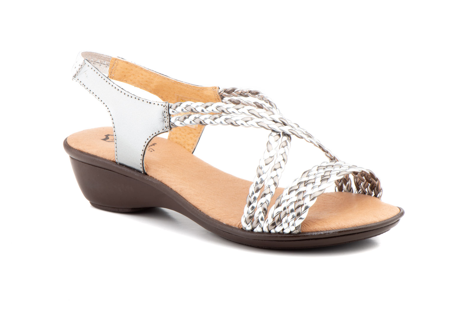 Sandalias Mujer Trenzado Piel Metalizado Plomo  -  Ref. 323 Plomo