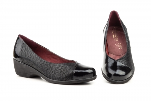 Zapatos Mujer Piel Negro Cuña  -  Ref. 842 Negro