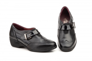 Zapatos Mujer Piel Negro Elástico  -  Ref. 841 Negro